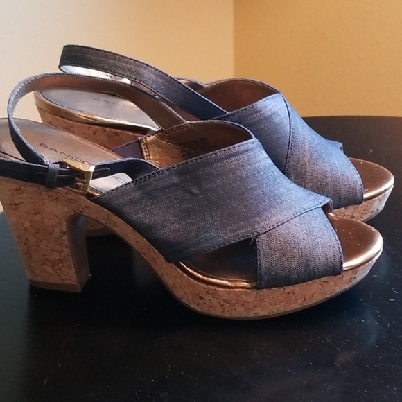 Bandolino Shoes - Bandolino denim cork wedged slingback.